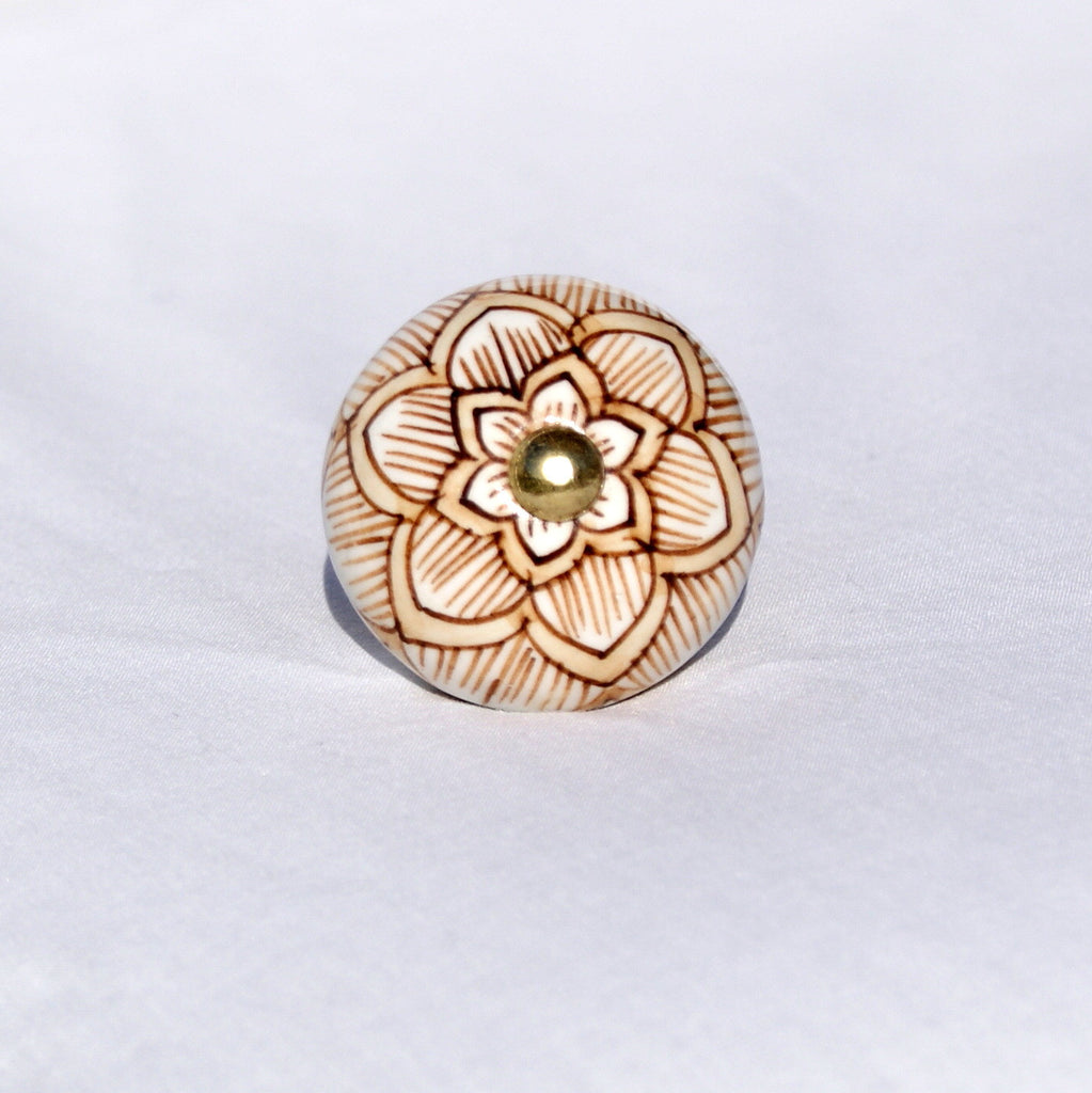Brown and White Cabinet Knob