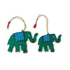 Hand Painted Wooden Elephant Holiday Ornaments