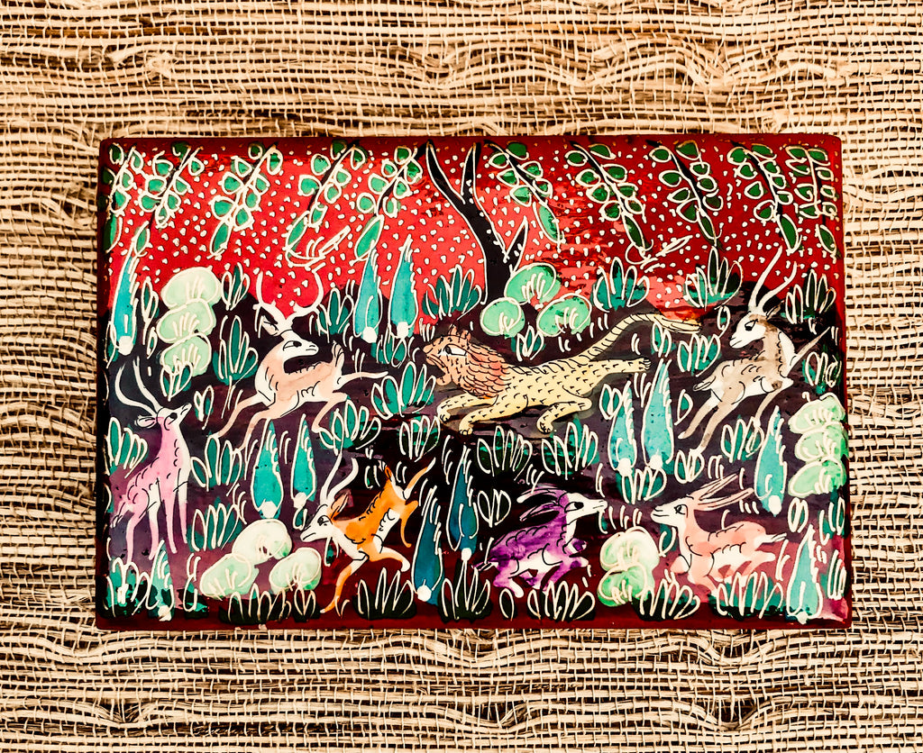 Jungle Themed Paper Mache Jewelry and Trinket Box