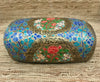 Blue and Gold Floral Paper Mache Jewelry and Trinket Box