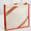 Ecru and Orange Jute Tote Bag