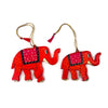 Hand Painted Wooden Elephant Holiday Ornaments