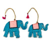 Hand Painted Wooden Elephant Holiday Ornaments