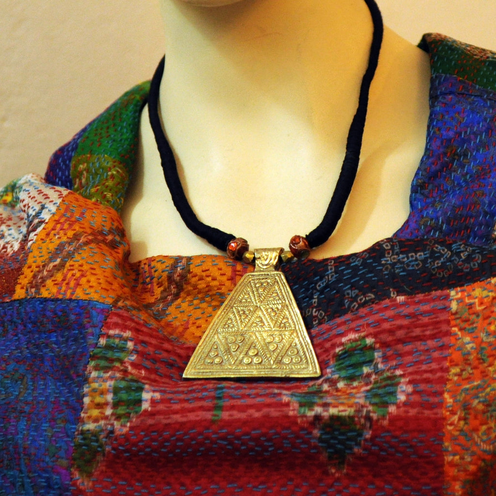 Dhokra Triangle Pendant Necklace