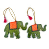 Hand Painted Wooden Elephant Holiday Ornaments