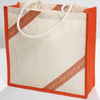 Ecru and Orange Jute Tote Bag