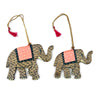 Hand Painted Wooden Elephant Holiday Ornaments