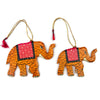 Hand Painted Wooden Elephant Holiday Ornaments