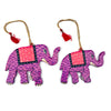 Hand Painted Wooden Elephant Holiday Ornaments