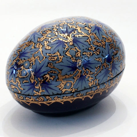 Blue and gold paper mache box